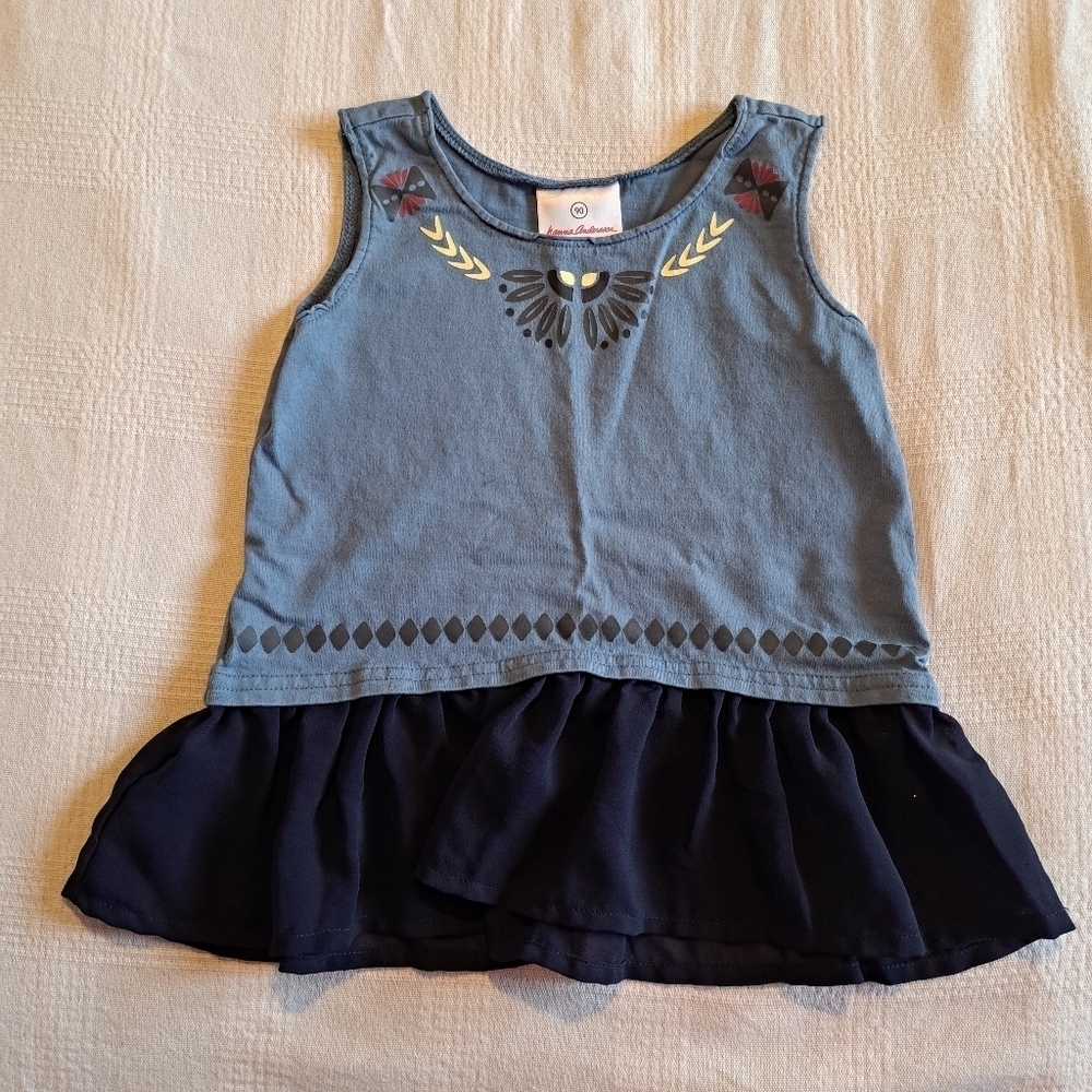 Hanna Andersson girls size 90 or 3T blue tank top with tulle bottom